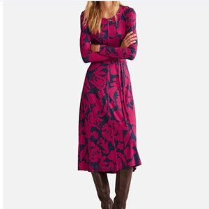 Boden | Dresses | Boden Lucy Jersey Midi Dress Warm Cranberry Tulip Bloom  Floral Nwt Size | Poshmark